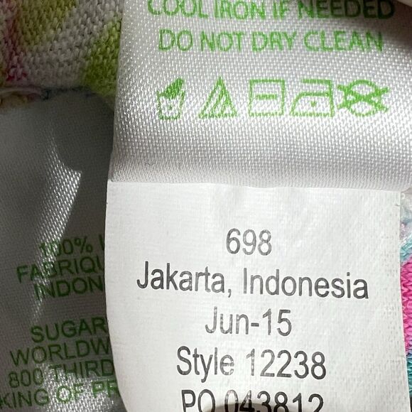 Lilly Pulitzer Shirt Womens Size XXS Blue, Green, Pink, Turquoise & White Linen - Picture 10 of 11